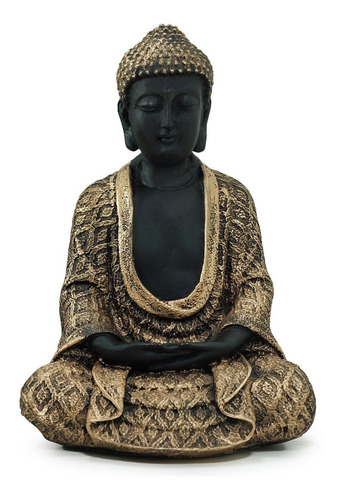 Estátua Buda Hindu Chakras Resina 23,5cm Prosperdade Altar 