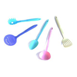 Set X 5 Kit Utensilios De Cocina Mango Y Punta Nylon Pettish