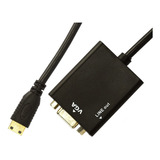 Cabo Adaptador Mini Hdmi Para Vga Com Áudio Preto