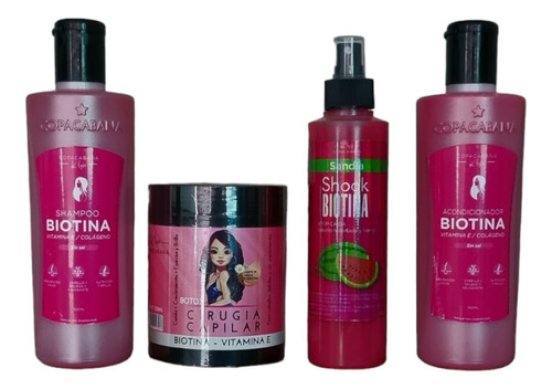 Kit Biotina - Shampoo + Acondicionador + Crema + Protector
