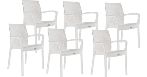 Silla Plastica Alex Ratan Con Apoyabrazo P/ext Colombraro X6