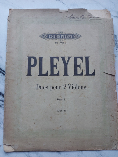 Antigua Partitura Pleyel Duos Pour 2 Violons. Ian 084