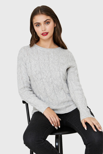 Sweater Trenzado Tipo Lana Gris Nicopoly