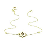 Pulsera Oro Amarillo Blanco 14k Dama Estrella Zirconia 19cm