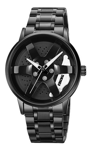 Reloj Hombre Skmei 1824 Acero Minimalista Elegante Llanta Color De La Malla Negro Color Del Bisel Negro Color Del Fondo Blanco