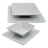 Set Vajilla 24 Pz Playo Hondo Postre Bowl Cuadrado Cerámica