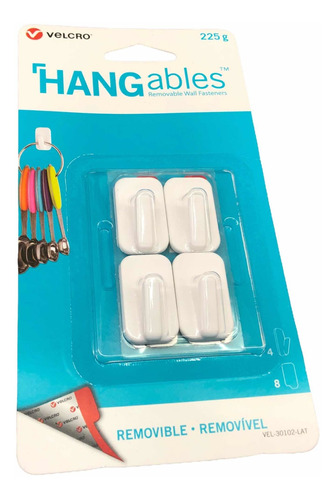 Set 4x Mini Ganchos Blancos Velcro Hangables Soporta 225g