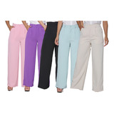 Kit 5 Calça Feminina Alfaiataria Pantalona Atacado