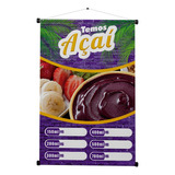 Banner Pronto P/ Açaí, Sorveteria 60x90 Cores Vivas