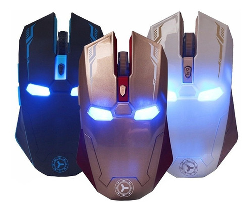 Mouse Gamer Iron Man Inalambrico Gaming Optico Luz Marvel 