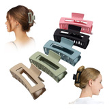 5 Pinzas Cabello Mujer Rectangular Mate Pastel Horquilla