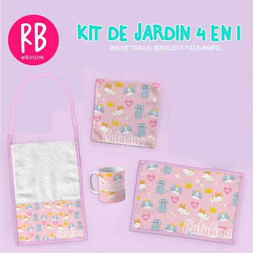 Set Jardín Kit Personalizados Taza Toalla Mantel Servilleta