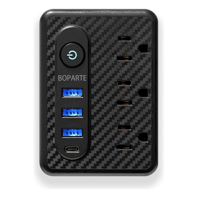 Adaptador De Pared Multicontactos, 3 Tomas, 3 Usb, 1 Tipo C Color Negro | MercadoLibre