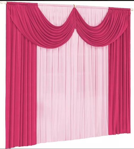 Cortina Paris 3,00m X 2,80m Para Sala E Quarto Pink E Rosa