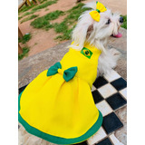 Roupa Pet Vestido Copa Do Mundo Torcida Brasileira + Brinde