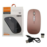 Mouse Clique Silencioso Sem Fio Recarregável Hmaston Cor Rosa Metalico