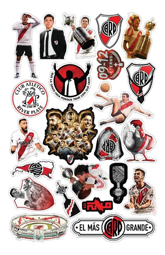 Pack 23 Stickers River Plate Futbol Vinilos Calcos Termos