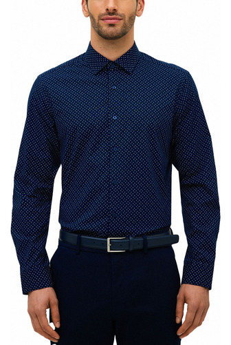 Camisa Formal Estampada Navy Perry Ellis