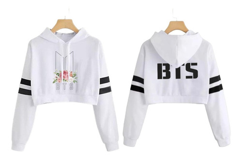 Buzo Buso Saco Hoodies Corto Bts Blanco