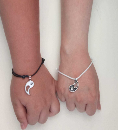 Pulseras Para Parejas En Hilo Encerado Diseño Yin Yang 