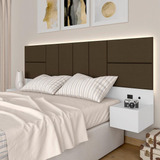 Cabeceira Suspensa Cama Queen Com Led Malibu Bran/mar - M.a Cor Branco/marrom 04