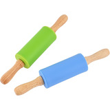 Mini Rodillo De Silicona Para Niños, Mango De Madera Con Sup