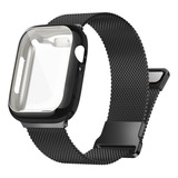 Malla Metal Y Funda Protectora Para Apple Watch Negra 41mm