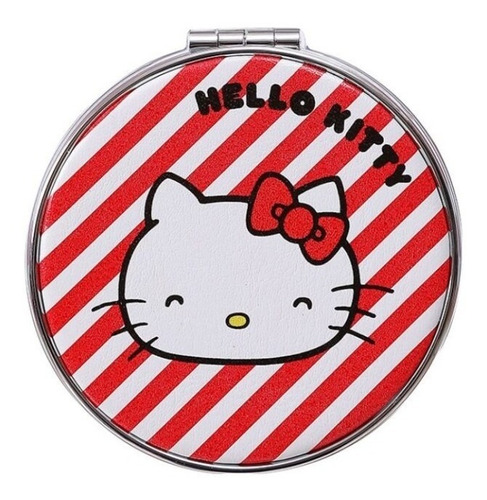 Espejo Portable Hello Kitty De Metal 2x Circular Miniso