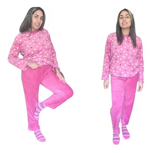 Pijama Mujer Largo Plush Diseños Variados