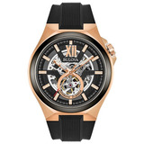 Reloj Bulova Para Hombre 98a177 Automático Negro Y Oro