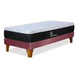 Cama Zen Top Spring  Soft Tela Palo Rosa 1 1/2pza