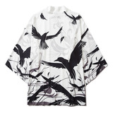 Creative Kimono Poncho Print Casual Coat