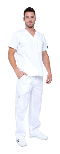 Uniforme Quirúrgico/pijama Para Hombre Stretch Blanco/azul