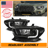 For 2016-2022 Toyota Tacoma Black Projector Drl Led Halo Aab