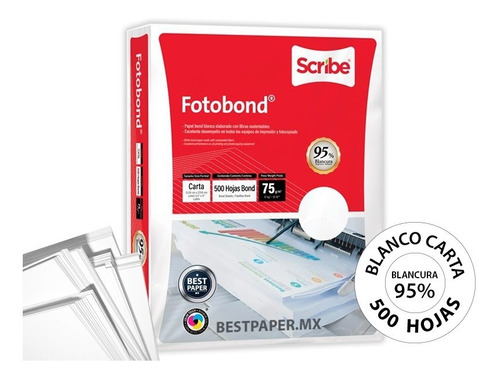 Papel Fotobond Blanco Carta - 1 Paquete Con 500 Hojas