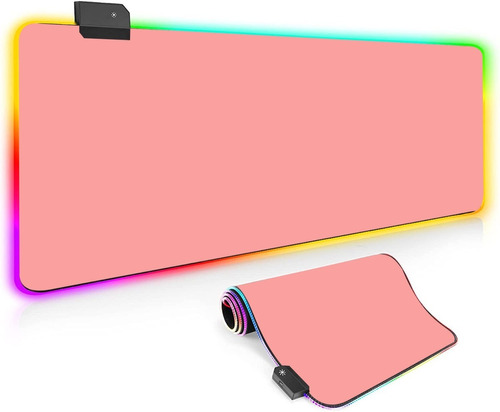 Mousepad Gamer Luces Rgb Led Usb 80x30 Rosado Premium Calida