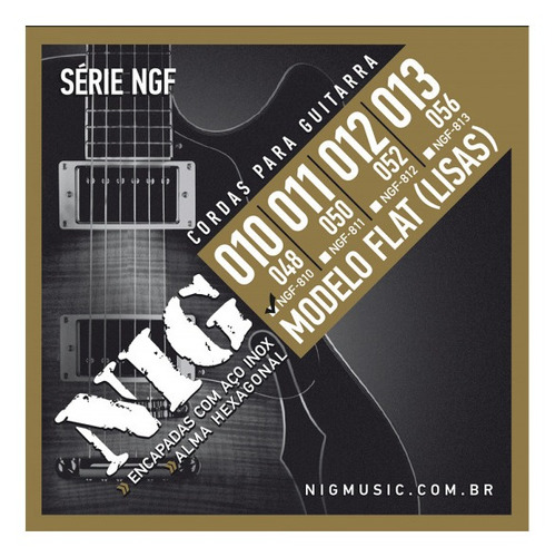 Encordoamento Cordas Guitarra Nig Flat Ngf-810 (010/048) 