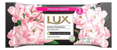 Jabón En Barra Lux Rosas Francesas 125 g Pack X 3