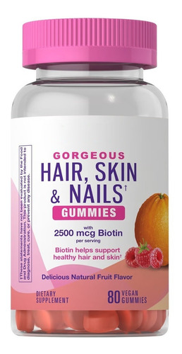 Hair Skin Nails Gummies Biotin 80 Gomitas Cabello Piel Unas Gummies