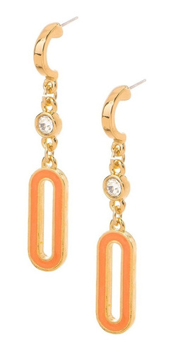 Aretes Elegantes Naranjas Marca Nice En Baño De Oro 