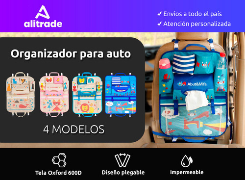 Organizador Auto Asiento Trasero Infantil Porta Objetos Color Rosa