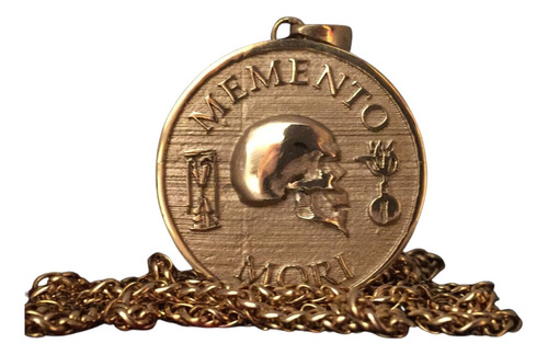 Medalla Memento Mori Grande, Collar Estoicismo, Hecho A Mano