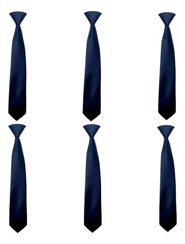 Paquete 6 Corbatas Infantiles Escolares Niño Clip Metalico