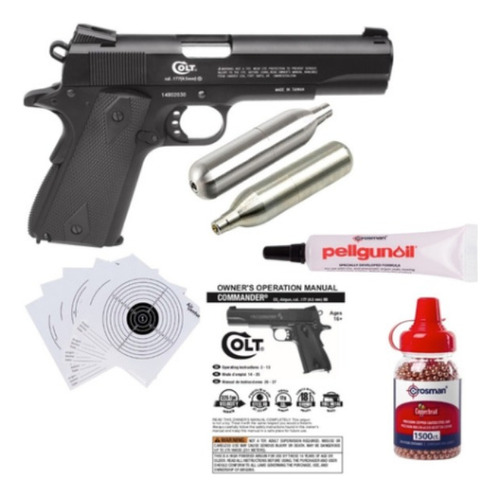 Pistola Blowback Colt Commander 4.5mm 1500bbs Co2 12g Xchwsc