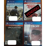 Combo Ps4: Watch Dogs 2, Uncharted Legacy, Detroit