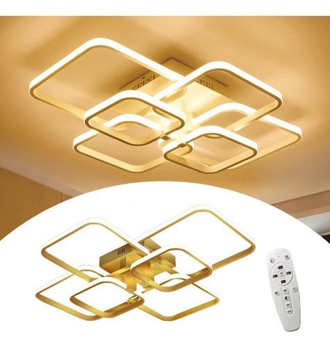 Luminária De Led Brinovar Lustre Moderno 70w Dourado Com Controle 110v/220v