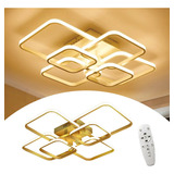Luminária De Led Brinovar Lustre Moderno 70w Dourado Com Controle 110v/220v