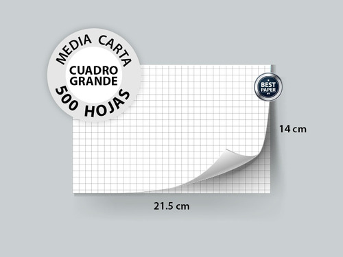 Papel Bond Blanco Media Carta Cuadro Grande 90 Gr - 500hojas