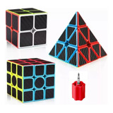 Paquete 3 Cubos 2x2 3x3 Pyramid Z Cobra Fibra Carbono
