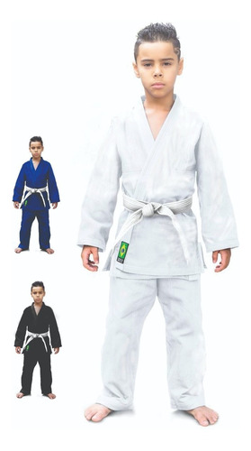 Kimono Infantil Liso Jiu Jitsu/judô Iniciante+faixa Gratis